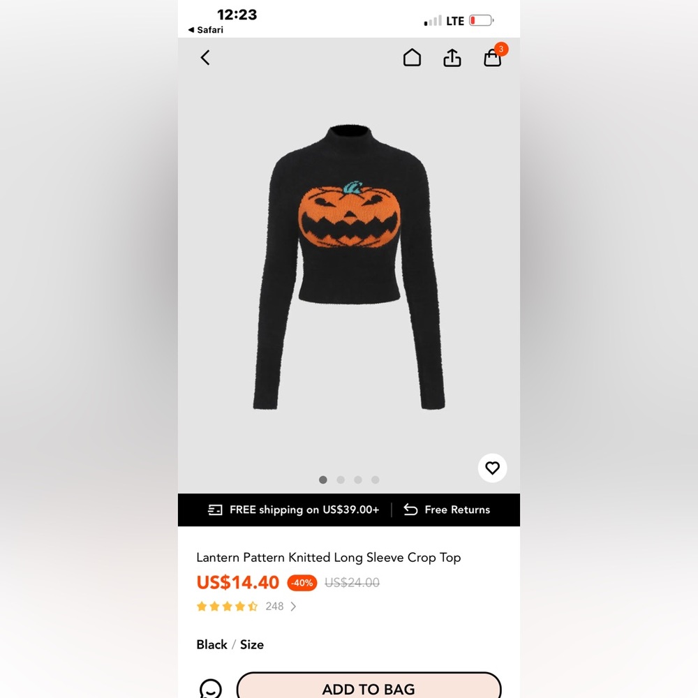 Cider Jack-o’-lantern sweater! SizeXL